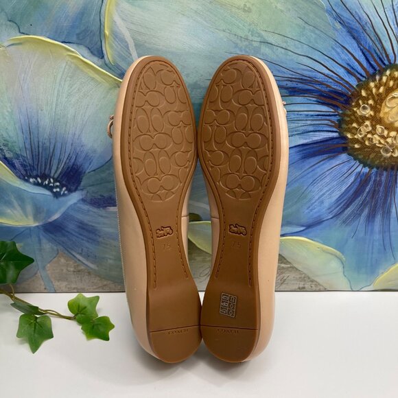 Coach Alina Logo Ballet Flats with Bow Detail in Beige Size 7.5 - Picture 13 of 14